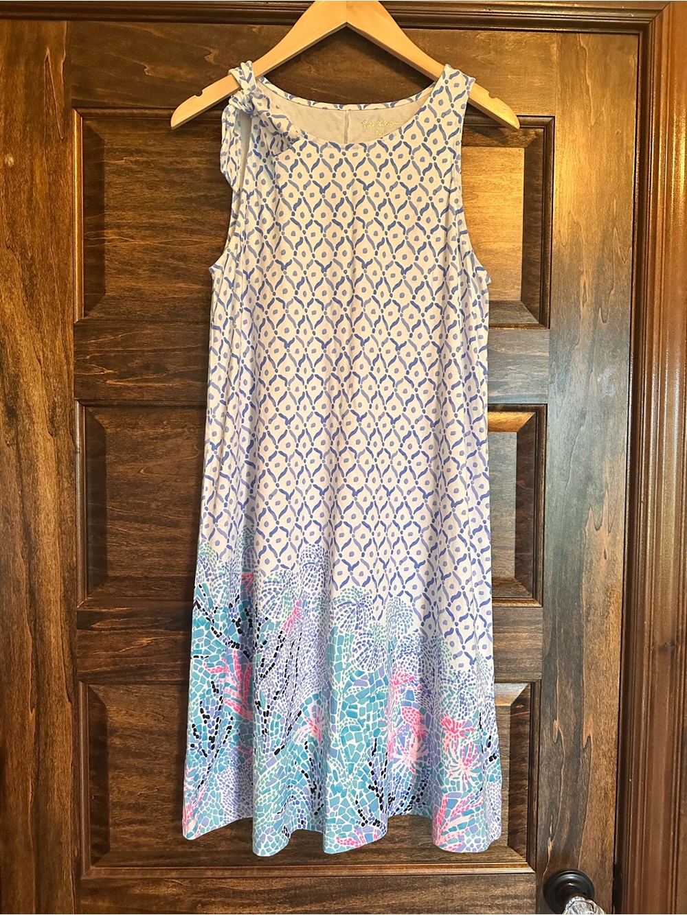 Lilly Pulitzer Blue and White Printed Sleeveless Dress